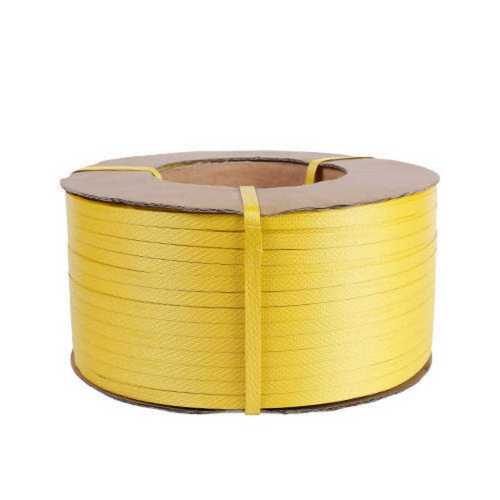 Yellow Five Meter Polyethylene Plastic Packaging Straps Roll Available In Embossed Pattern