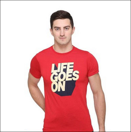 Round Neck Casual Wear Half Sleeve Slogan Printed Cotton T-Shirt For Mens