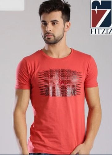 Red Printed Mens T-shirt