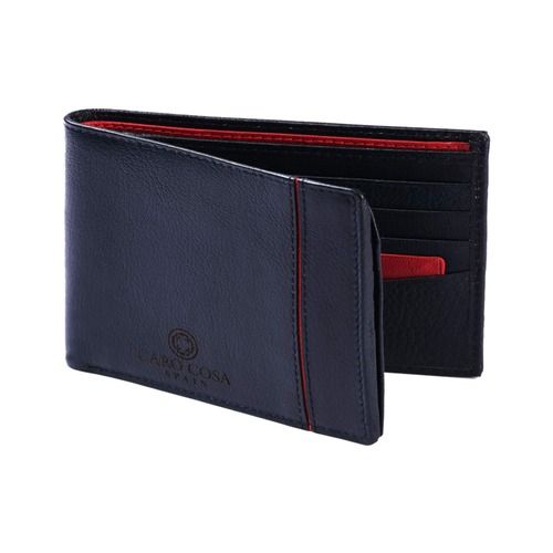 Rectangular Shape And Fold Able Type Blue Color Leather Wallet For Boys And Men With Card Holders