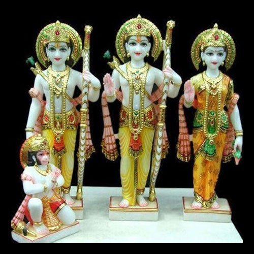Sculpture White Ram Darbar Marble Murti Used In Mandir And Interior Decoration