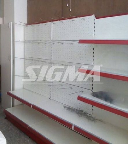 2 Shelves Powder Coated Perforated Display Racks For Grocery Shop, Weight Tolerance Capacity 50 Kg