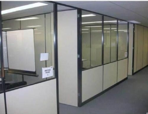 White 7 X 6 Feet Aluminum And Glass Office Partition