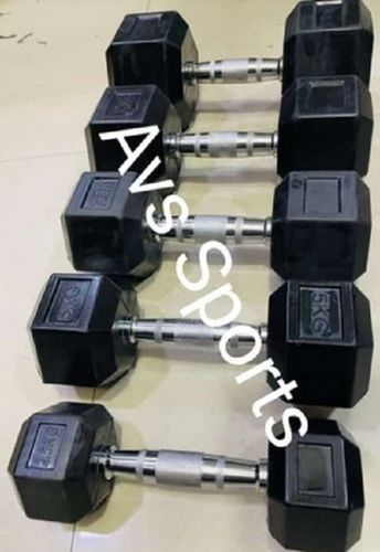 Cast Iron Fixed Weight Black Hexa Dumbbell For Home And Gym Use, 5 To 25 Kg