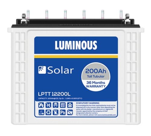 White & Blue Factory Sealed Luminous Lptt12200L 200Ah Solar Battery With 36 Months Warranty