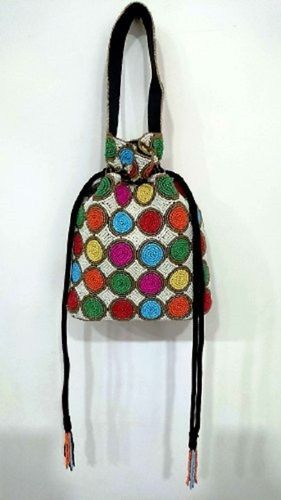 Handmade Multi Color Party Wear Satin Fabric And Spacious Embroidery Potli Hand Bag Gender: Women