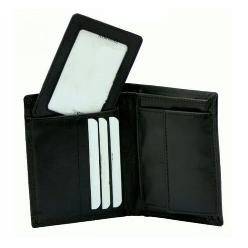 Brown Mens Black Leather Wallet With 6 Credit/Debit Card Slot And Removable Window