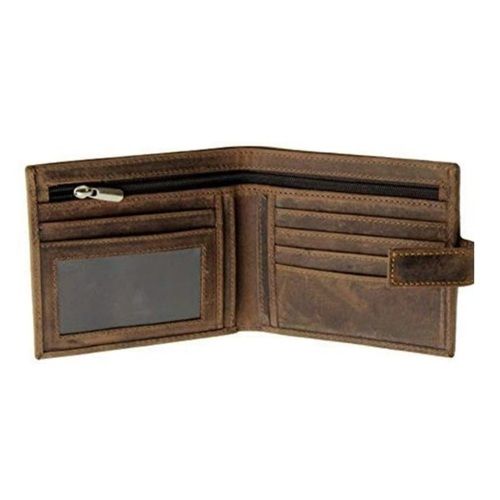 Mens Brown Bi-Fold Leather Wallet With 5 Credit/Debit Note And Zipped Coin Pocket Size: Subject To Order Or Availability