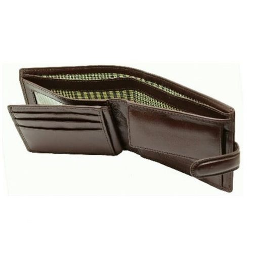 Mens Brown Bi-Fold Leather Wallet With Zipped Coin Pocket And 1 Clear Window Size: 14 Cm X 9 Cm (Closed)