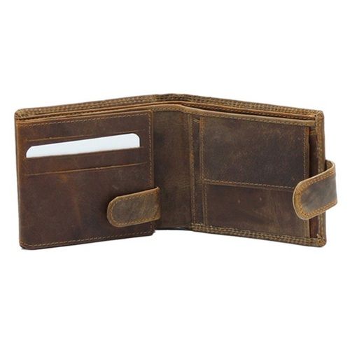 Mens Rfid Protection Tan Brown Bifold Leather Wallet With Double Note Compartment