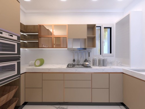 Modern Acrylic Modular Kitchen For Residential And Commercial Building Carpenter Assembly
