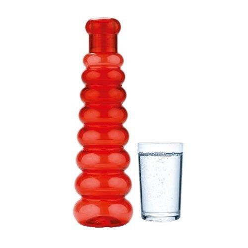 Round 1000 Ml Red Plastic Drinking Water Bottle With Airtight Screw Cap For Home, Office