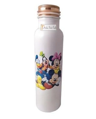 White Kids 1 Liter Digital Carton Printed Copper Drinking Water Bottle For School, Picnic