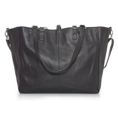 Light Weight And Spacious Black Plain Design Leather Ladies Tote Revertible Bag With Zipper Closure Style Gender: Women