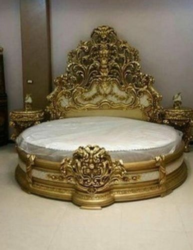 Golden Round Shape Wooden Single Bed Without Box For Home