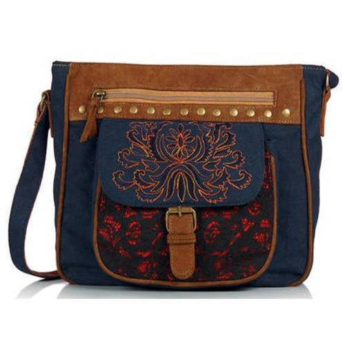 Spacious Ladies Cross Body Embroidered Bag With Adjustable Strap And Zipper Closure Style