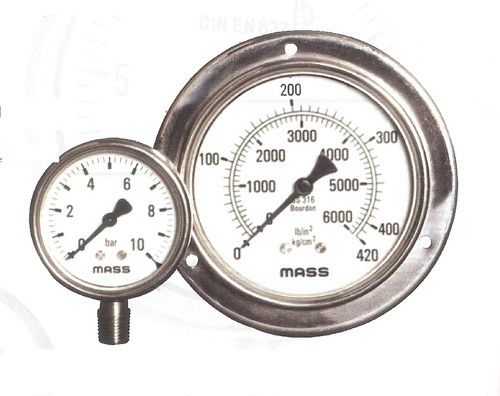 Stainless Steel Pressure Gauge Used In Liquid Measurement Dial Material: Glass