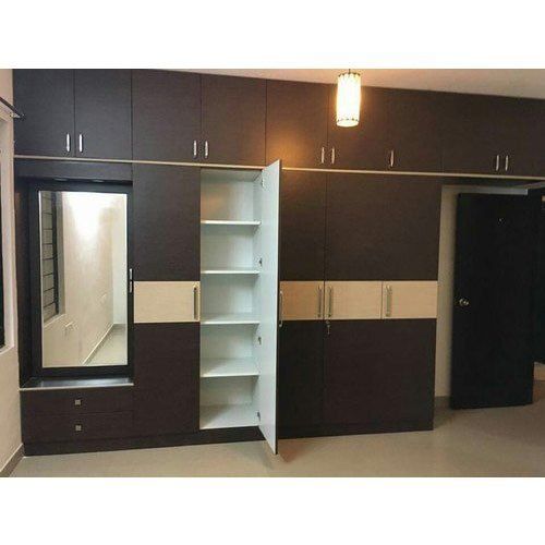 12mm Lockable Polished Finish Rectangle Wooden Wardrobe for Home