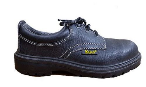 Apollo Black Full Grain Leather Derby Safety Shoes With Steel Toe Cap And PU Sole