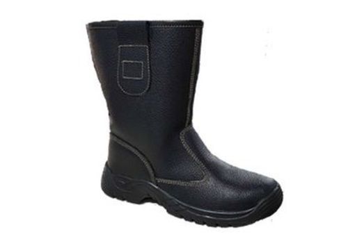 Black Pu Sole Full Grain Leather Welder Boot With Breathable Lining And Steel Toe