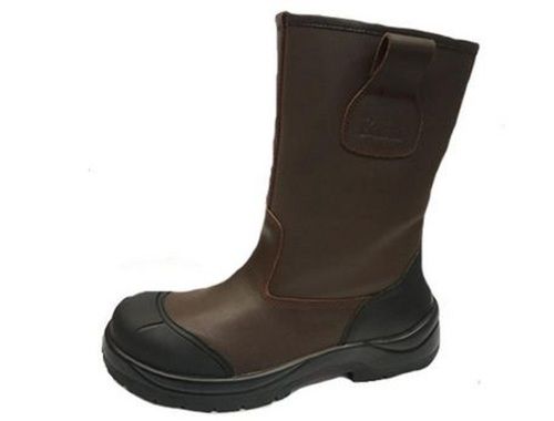 Brown Pu/Rubber Sole Water And Heat Resistant Full Grain Leather Safety Rigger Boots