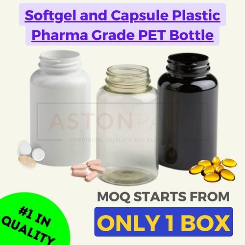 Softgel and Capsule Plastic Pharma Grade PET Bottle