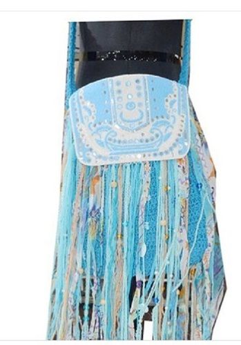 Rectangular Designer Blue Color And Printed Design Women Side Bag For Party Wear With 1 Pocket