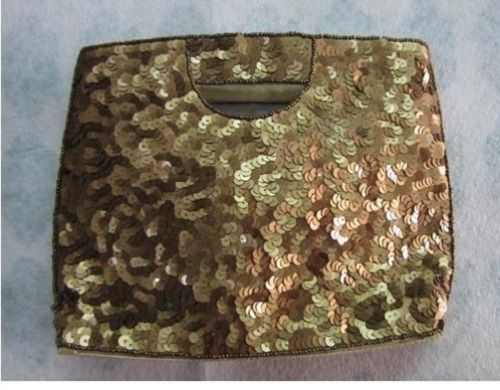Embroidered And Copper Gold Color Ladies Bag For Party Wear With 1 Or 2 Pocket