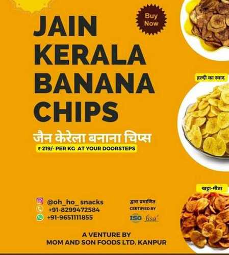 Delicious Salted Flavour Yellow Jain Kerala Banana Chips Packed In Plastic Bag