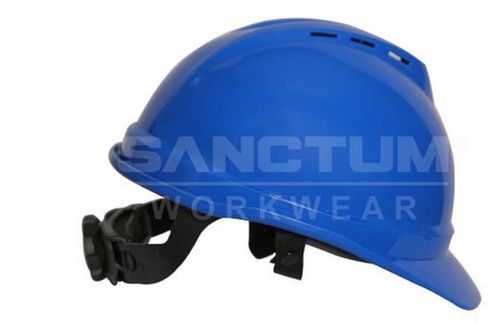 Unisex Air Vent Break Resistant Blue Industrial Plastic Ratchet Type Safety Helmets Size: Vary