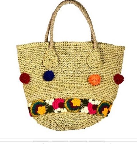 Yellow Color And Printed Pattern Jute Party Wear Spacious Bag With 1 And 2 Pockets Size: Various Sizes Are Available