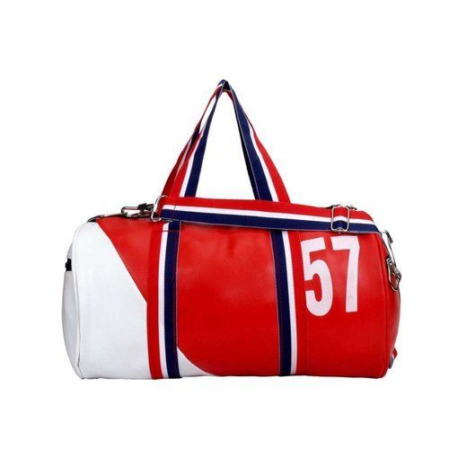 Moisture Proof Zipper Closure Style, Light Weight, Plain Design, Red And White Color Fitness Bag