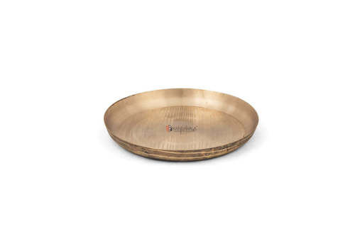 Golden Elegant And Modern Round Polish Finish Eco Friendly Kansa Nasta Dish Plate (10 Inch)