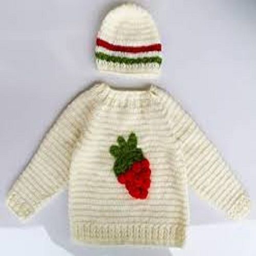 Light Weight And Extremly Stretchable Kids White Sweater With Full Sleeves