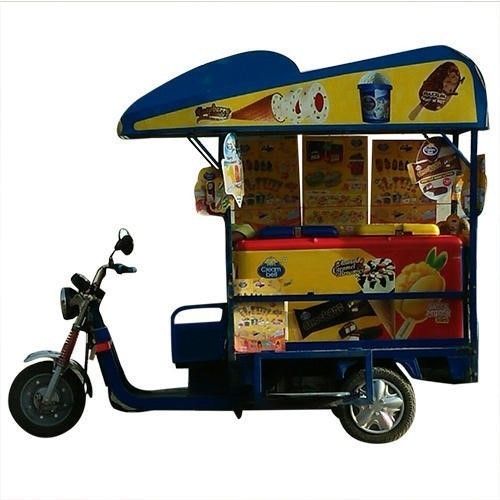 Sturdy Construction Color Coated Three Wheel Battery Operated Ice Cream Cart
