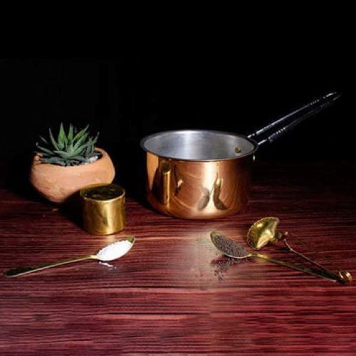 Sustainable Attractive Design Plain Golden Tin Coated Round Brass Saucepan