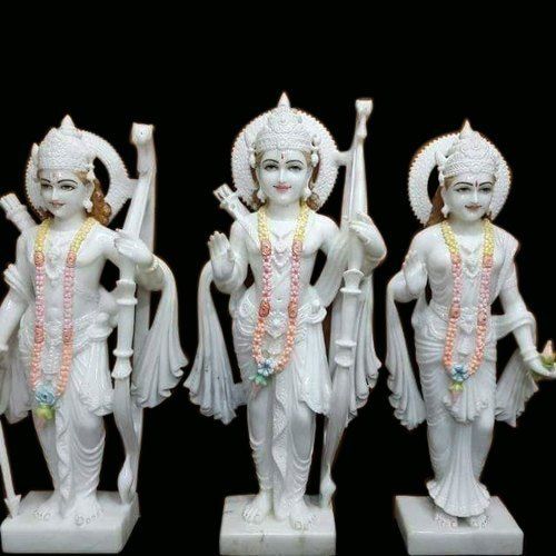 White Marble Ram Darbar Statue For Worship With Size 22 Inch