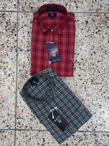 100% Pure Cotton Fabric Red And Green Color Mens Shirts For Regular Wear Age Group: All