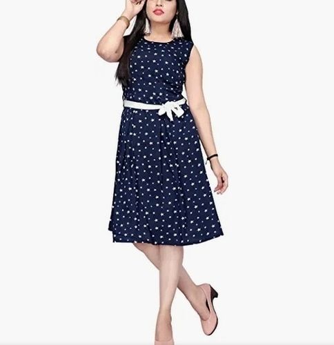 Plain Blue Color, Fancy Designer, Cotton Fabric Ladies Frocks