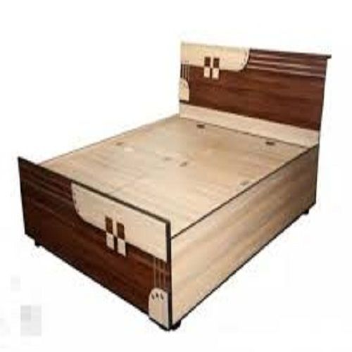 Handmade Fine Finish Light Brown And Brown Designer Wooden Bed, (7A 7 Feet)