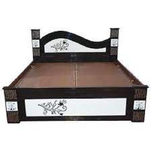 Fine Finish White, Black and Brown Designer Wooden Bed for Bedroom