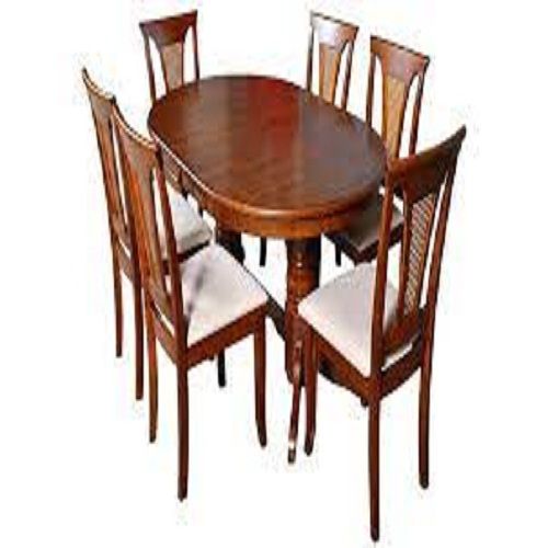 Handmade Round Shape Brown Classic Solid Wood Six Seater Dining Table Only For Kitchen And Dinning Room