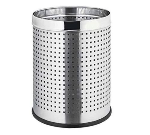 Silver Strong And Sturdy With Mirror Polish Stainless Steel Dustbin For Office Use