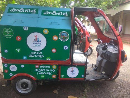 Three Wheel Type Mild Steel Roof Battery Operated Garbage Collection Rickshaw