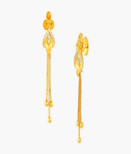 Golden Corrosion Proof Party And Wedding Wear Gold Earrings With Long Functional Life