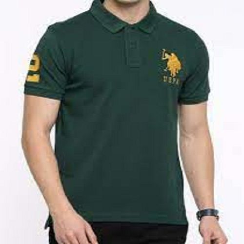  S, M, L साइज़ के साथ हरे रंग की शॉर्ट स्लीव स्लिम फिट पुरुषों की कैज़ुअल टी-शर्ट 