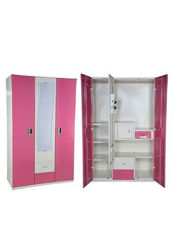 Pink & White Multi Purpose Steel Almirah With 2 Hinged Door and Dimensions 36 x 22 x 78 in Inches