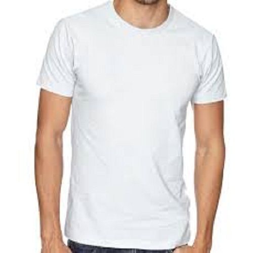 S, M, L साइज़ वाले पुरुषों के लिए सफ़ेद रंग की प्लेन रेगुलर फिट टी-शर्ट