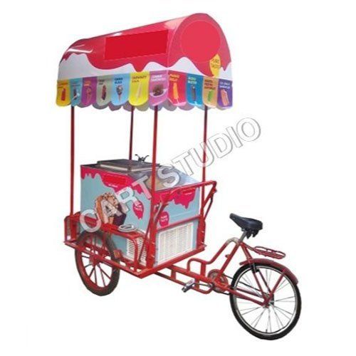 Hassle Free Working Paint Coated Mild Steel Tricycle Regular Canopy Ice Cream Trolley Application: Industrial