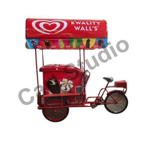 Mild Steel Three Wheel Type Manual Defrost Ice Cream Cart (Loading Capacity 200 Kg) Application: Industrial